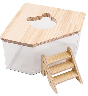 MoYouno Hamster Sandbad, Sandbad Container Toilette,transparente Hamster Badebox-mit Leiter,für Mäuse, Lemminge, Lemminge, Heimtierbedarf (Fünfeck)
