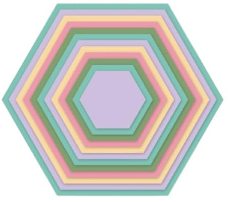 Craftelier - Wesentliche Stanzformen für Scrapbooking und andere Bastelarbeiten | Sechseck-Form - Ungefähre Größe der Stanzformen zwischen 4,3 x 3,7 cm und 14,5 x 12,6 cm