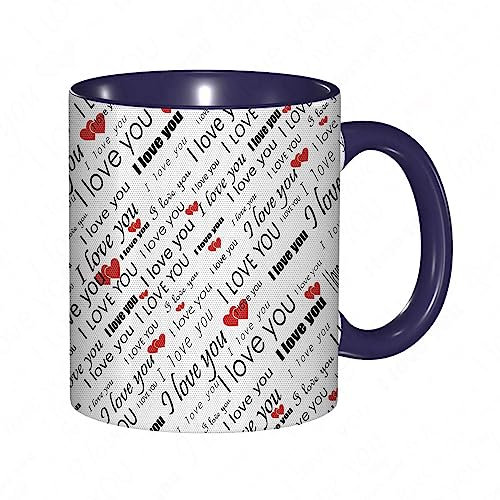 RFSHOP Kaffeetasse Romantische Sprüche und Herzen Flirten Feier Grafikdruck mit verschiedenen Persönlichkeiten 11oz Keramik Teetasse mit Griff für Home Office Weihnachten Geburtstag