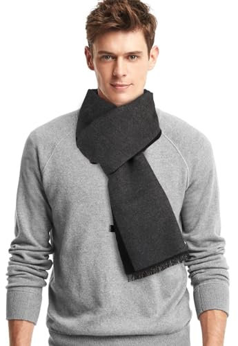 Figarge Schal Herren Langer Herrenschal Herren Merino Wolle Mischung Karierter Strick Schal Weiche Warm Kaschmir Schal Winter Warme Plaid Schal Für Herren (MZ, Schwarz)