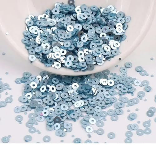 2 mm, 3 mm, 4 mm, matte Pailletten, flach, rund, matt, poliert, PVC, Pailletten, Pailletten zum Nähen, Hochzeit, Basteln, Bekleidungszubehör, Eisblau, 2 mm, 10 g, 4000 Stück