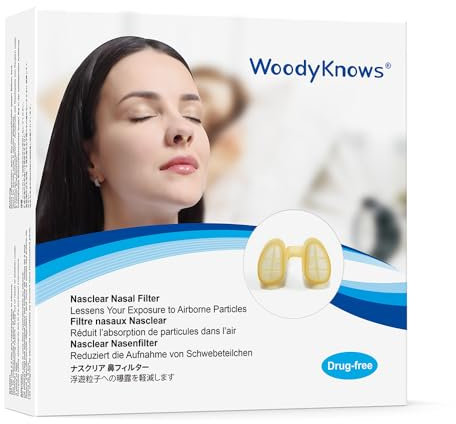 WoodyKnows filtri nasali Nasclear con 24 paia di filtri di ricambio (L, 3 Filtri + 24 Sostituzioni)