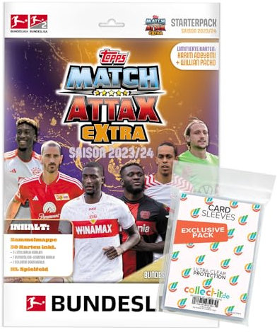 Bundle mit Topps Match Attax EXTRA Bundesliga 2023/24-1 Starter + Exklusive Collect-it Hüllen
