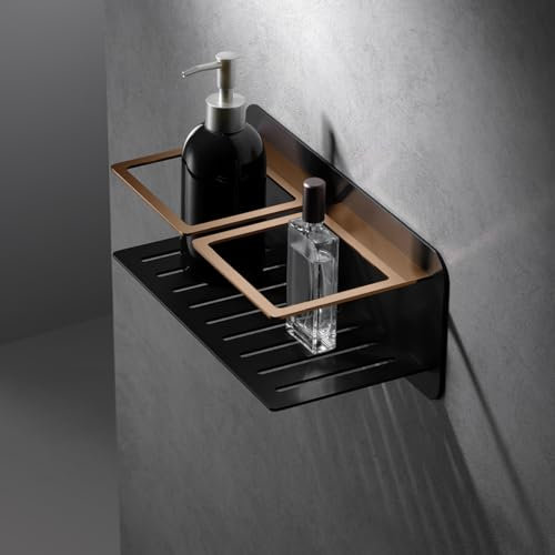 Imex Seifenschale Wand Multifunktional Seifenschale für Seifenschale und Seifenschale Front Magnet Schwarz Matt Rosegold
