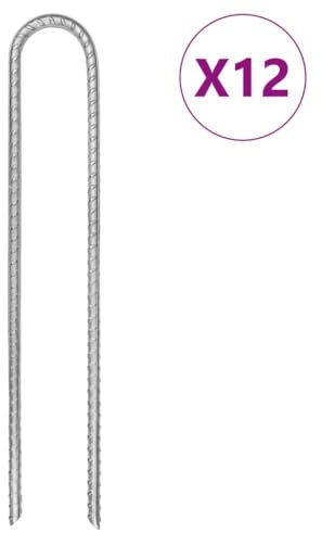 vidaXL Zeltheringe U-Form 12 STK., Zelthering mit Gewindeoberfläche Spitzenden, Bodenanker für Outdoor-Ausrüstungen, Zeltpflock Erdnagel, Verzinkter Stahl