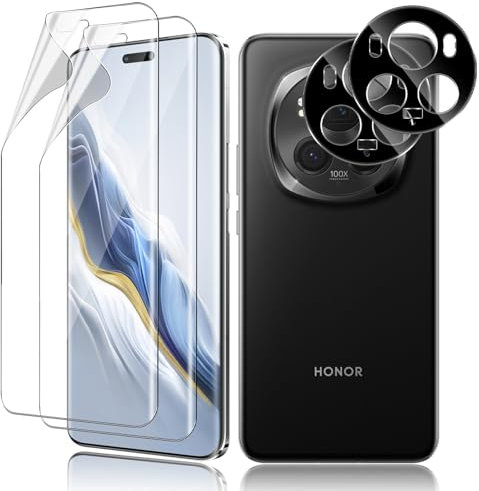 Vanrain Protection Écran pour Honor Magic 6 Pro 5G, 2+2 Pièces Hydrogel Protecteur Film et Protection Objectif Caméra Verre Trempé, HD Transparente Résistant aux rayures