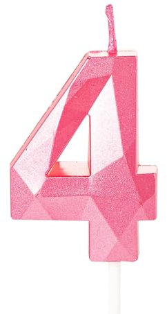 4th Birthday Candles, Pink Number 4 Happy Birthday Candles, Boy Girl Cake Topper Decorations for 4 Year Old Birthday Party Wedding Anniversary Celebration Supply Pink