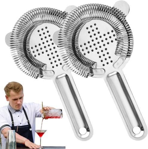 Cocktail Colador,2pcs Cocktail Strainer,Cocktail Colador de Acero Inoxidable,Colador para Bar de Acero Inoxidable,Colador de Cóctel,Colador de Cóctel Acero Inoxidable,para Bar Restaurante Casa