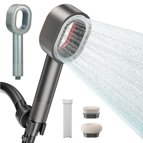Filtersonic 3in1 Duschkopf- Doodle, Filtersonic 3in1 Duschkopf Mit Schwamm Für Entfernen Vom Harten Wasser, Rest-Chlor, Schwermetall (Silber)