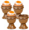 Autumnlife Eierbecher 4er Set, Porzellan Eierständer Frühstücksei Halter für alle Eigrößen, Braun Eierhalter in klassischer Form Runde eierbecher mit Matt Oberfläche