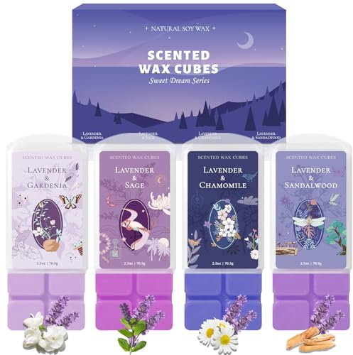 SCENTORINI Wax Melts, Fall Scented Soy Wax Cubes, Lavender Scent for Sleep