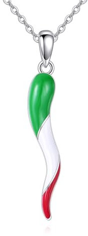 VENACOLY Italienische Horn Halskette 925 Sterling Silber Cornicello Halskette Amulett Anhänger Schmuck Geschenk für Frauen