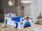 BDW Kinderbett Super Hunde - Babybett mit Matratze und Schublade - Bequem und Langlebig Rausfallschutz Bett - Kinderzimmer - BLAU Auto für EIN Kind, Rennfahrer (140x70)