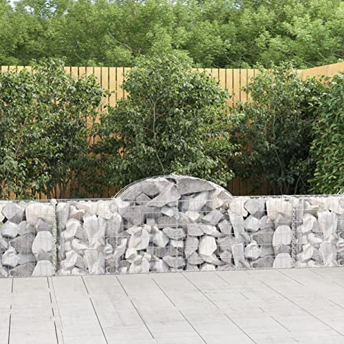 Xichuzi Gabionen mit Hochbogen 2 STK. 200x30x60/80 cm Verzinktes Eisen, Gabionen Zaun, Steinkorb Garten, Gabionenkörbe, Gabionen Gitter, Dekorative Zã¤UNE - 3146068