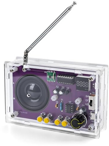 Radio with 2inch Speaker and Acrylic Case, DIY FM Radio Soldering Project, Electronic Soldering Practice Kit for High School STEM Education