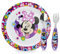 Sorrisini Vaisselle Réutilisable Minnie, Set de 3 Pièces pour le sevrage des Enfants, Assiettes et Couverts en Acier Inoxydable, Vaisselle en Plastique Réutilisable et micro-ondable, sans BPA