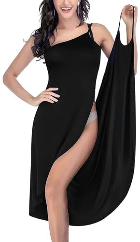 Aomig Camisolas y Pareos para Mujer, Vestido de Abrigo Bañador, Vestido Playero Mujer Bikini Cover Up Beachwear para Playas Piscinas Salones para Tomar el Sol, Negro(L)