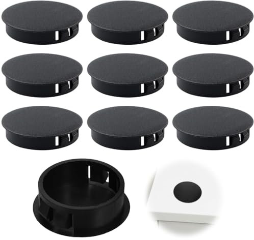 CULEO Patins pour meubles, cache trou Lot de 10 bouchons de protection en plastique cache vis noir pour trous de 30 mm pour tuyaux pour perçage de meubles (noir)