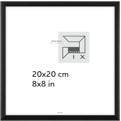 Pix FRAMES Bilderrahmen 20x20cm aus Aluminium mit Acrylglas | Fotorahmen Metall – Schwarz – Vertikal & Horizontal Aufhängbar