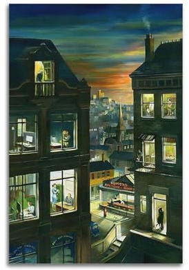 CKJenjBKm Edward Hopper Malposter auf Leinwand, Vintage, Beige, Wandkunst, Poster, ästhetische Leinwand, Wandkunstdruck, Heimdekoration für Schlafzimmer, Wohnzimmer, 30 x 45 cm, ungerahmter Stil