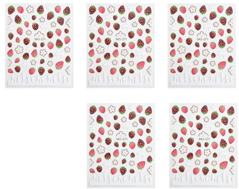 Fruit Nails Stickers 5PCS Pack Breathable Nails Art Designs Long Wear Decorations Decals For Women Long Lasting Nail Stickers For Travel