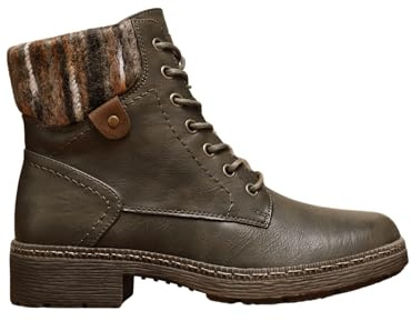 IVACHY Women’s Lace-Up Ankle Boots with Side Zip – Warm Lined Winter Combat Boots with Fur Collar (Multiple Colors)