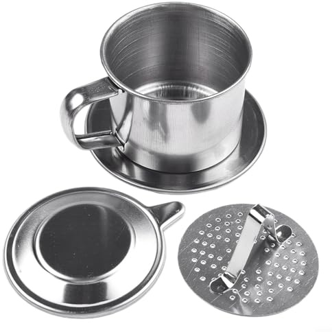 Yuanpgky Vietnamesischer Kaffee-Tropffilterbereiter aus Edelstahl, 50 ml/100 ml, traditioneller Phin-Brühtopf für authentisches Espresso-Stil zu Hause oder im Büro, (max. 50 ml)
