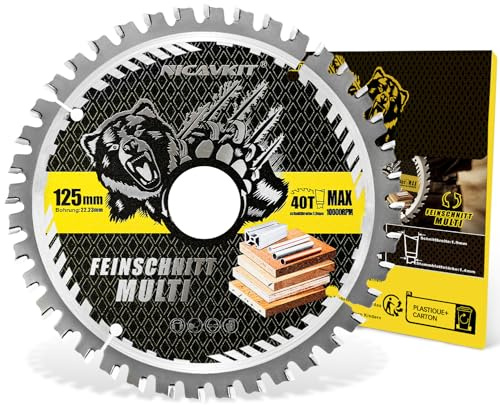 NICAVKIT Ø125 x 22.23 mm Kreissägeblatt für Holz, Metall & Alu uvm. Multi Material Feinschnitt Sägeblatt 125 x 22.23 Kompatibel als Bosch, Makita & Dewalt usw.