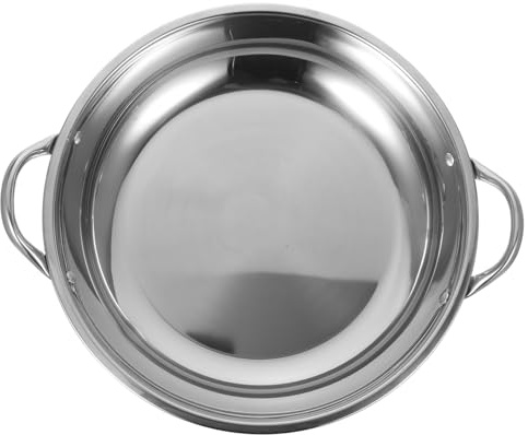 STOBAZA Poêle Anti-débordement en Acier Inoxydable 33 Cm Double Poignée, Casserole Petite Taille, Résistante Haute Température, Compatible Induction, Camping Plein Air la Cuisine du Camp