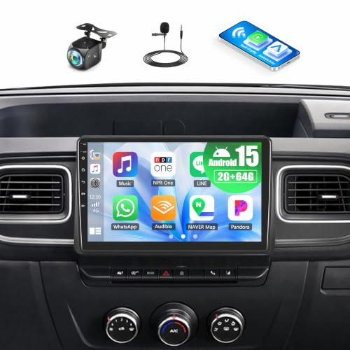 CAMECHO 2+64G 10 Pollici Android 15 Autoradio per Renault Master 2019-2022 con GPS WIFI, Radio Carplay Senza Fili con Bluetooth Android Auto FM RDS con Telecamera Posteriore Canbus HD Touchscreen