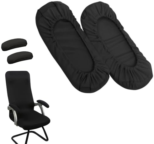 JASOLYI 1Pair Armrest Chair Covers, Stretch Computer Chair Slipcover Soft Desk Chairs Arm Cover Furniture Protector for Office, Desk, Gaming Chairs(Black-No Sponge Lining)