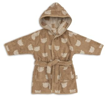 Jollein Bademantel Kinder 1-2 Jahre - Jacquard, Teddy Bear - 100% Baumwolle - Frottee - OEKO-TEX Zertifziert - Mit Kapuze - Bademantel für Mädchen und Jungen