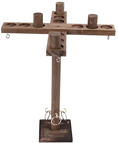 Generic Fast Paced Hook and Ring Battle Game for Four Players, Easy to Assemble Wooden Hook Game for Camping, Includes Rings and Hooks, Ideal for Neighbor's Garage Party