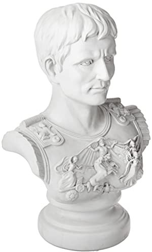 Design Toscano Augusto Cesare Primaporta Statua Busto, poliresina, pietra antica, 46 cm
