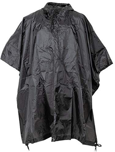 MFH US Poncho Ripstop (DE/NL/SE/PL, Alphanumerisch, Einheitsgröße, Regular, Regular, schwarz)