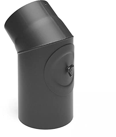 Raik Rauchrohrbogen/Ofenrohr 120mm - 45° mit Reinigungsöffnung gussgrau - – für Kaminofen