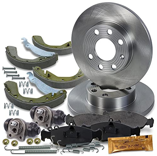 2x Bremsscheibe Voll Ø 236 vorne + Bremsbeläge Bremsklötze vorne + Bremsbacken mit Zubehör hinten + 2x Radbremszylinder hinten