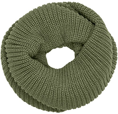 Caspar SC404 Vintage Grob Strick Loop Schal, Farbe:oliv grün, Größe:One Size