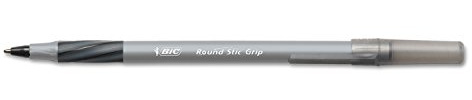 Round Stic Grip Ballpoint Stick Pen, Black Ink, Fine, Dozen, Sold as 1 Dozen