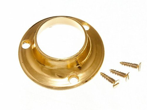 Wardrobe Rod Rail Socket End Support Bracket 25Mm Brass Plated Pack of 2