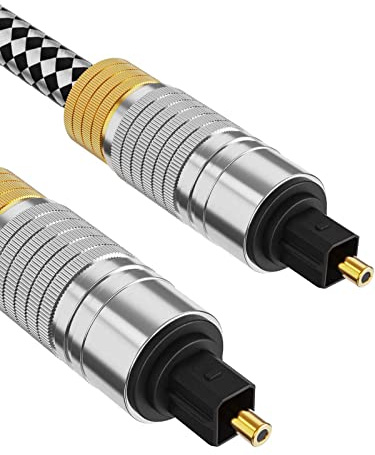 Optical Audio Cable, 3.6M Toslink Fiber Optic Audio Cord with Durable 24K Gold-Plated, Nylon Braided Male to Male Optical Digital Lead for HI-FI Sound Bar, Home Theater, TV, PS4, Xbox, Playstation