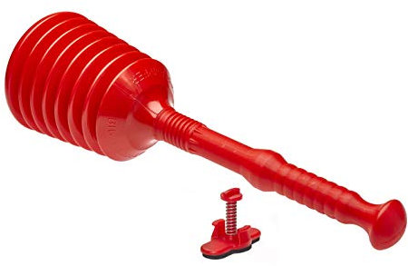 TURBO PRODUKTE Turbo Stampfer Rot inkl. Überlaufdichtung - Pömpel rohrfrei -Saugglocke für jeden Abfluss - max. Saugkraft - 5-faches Ansaugvolumen
