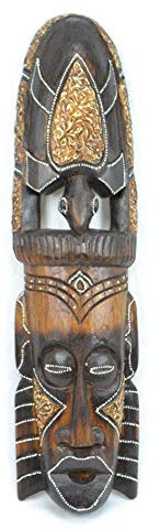 Coco Papaya Masque Africain en Bois 50cm Motif Tortue. Fabrication Artisanale.