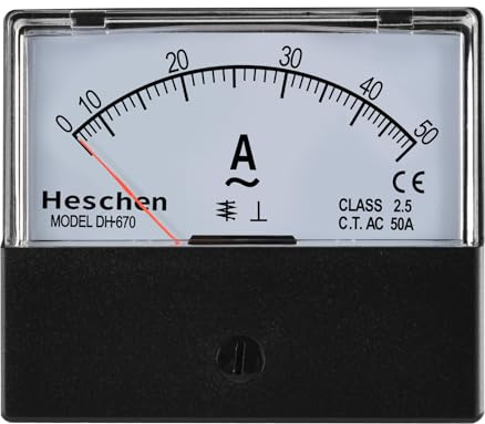 Heschen - Tester per amperometro a pannello rettangolare DH-670 AC 0-50A, classe 2,5 CE elencato