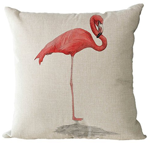 Nunubee Flamingo Kissenbezüge 45 x 45 cm Leinen Zierkissenbezüge Dekorative Kissenbezug Dekokissen Sofakissen Lendenkissen Wurfkissenbezug Kissenhülle, Modell 11