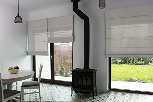 Raffrollo nach Maß, hochqualitative Wertarbeit, alle Größen verfügbar, für Fenster und Türen, Maßanfertigung, Befestigung durch Schrauben an Wand oder Decke (300cm Höhe x 170cm Breite / Dunkel Beige)