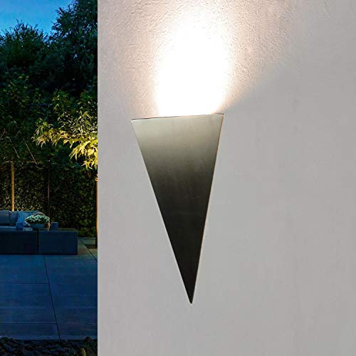 Licht-Erlebnisse Wandleuchte Edelstahl in Silber IP44 Garten Terrasse H:22 cm LED 4,5 Watt warmweiß rostfreie Design Außenwandlampe
