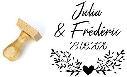 Hochzeit Stempel, Personalisiert mit Namen & Datum, Hochzeit Papeterie, Landhausstil, 4 cm