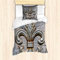 ABAKUHAUS Fleur De Lis Bettbezug Set für Einzelbetten, Altes Zeichen Holz, Milbensicher Allergiker geeignet mit Kissenbezug, Grau braun