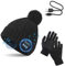 TAGVO Bluetooth V5.0 Beanie mit Touchscreen Handschuhen Set, Winter Warm Gestrickte Drahtlose Bluetooth Headset Musik Hut für Laufen Skifahren Wandern
